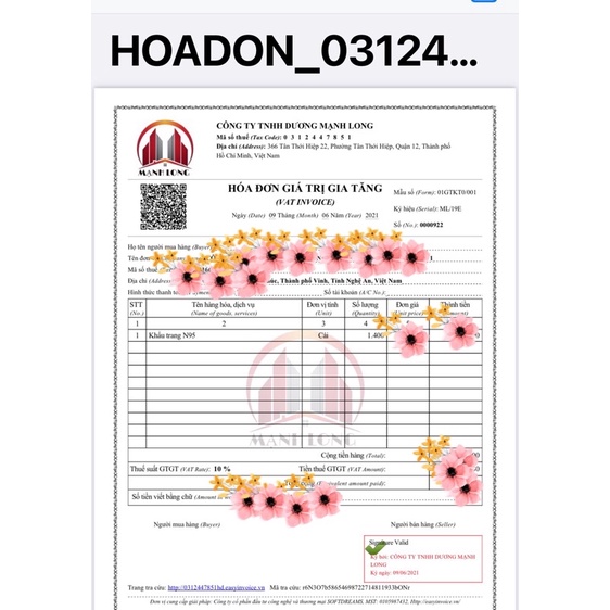 Khẩu trang 3DN95 Tulips có van H/20 chiếc