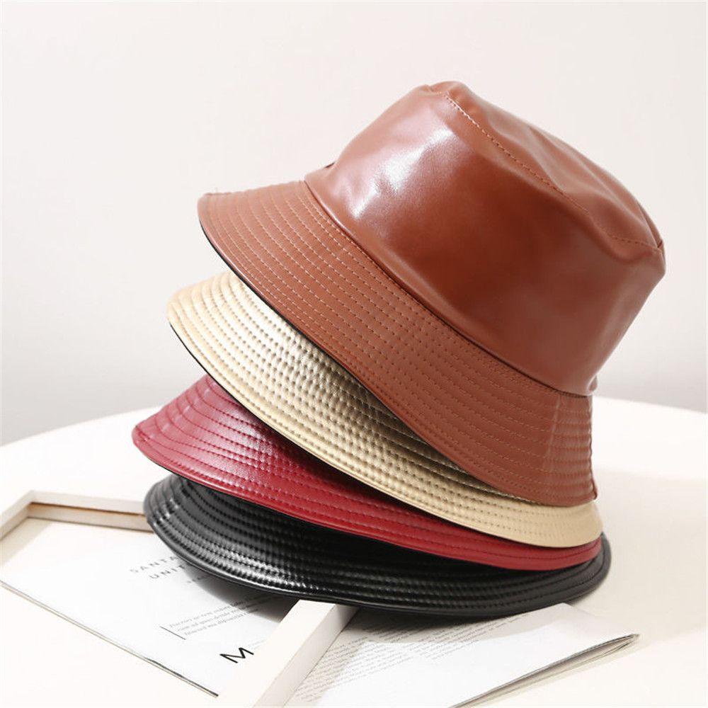 Nón Bucket Chất Liệu Da PU Chống Thấm Nước Cho Nam Nữ