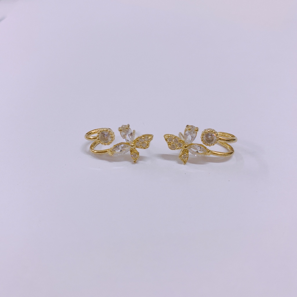 Bông tai kẹp vành hoa móc xinh xắn LINH MIU SILVER