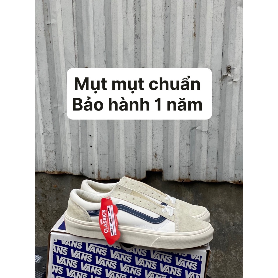 ( Bảo Hành 1 Năm ) Giày Thể Thao Chạy Bộ Nam Nữ Vanss Viền Xanh Da Lộn - Phiên Bản Tiêu Chuẩn