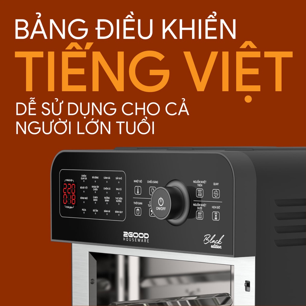 Nồi Chiên Không Dầu 2GOOD Vortex S-20 Air Fryer Oven (14.5L) Hàng Chính Hãng, Bảo Hành Điện Tử