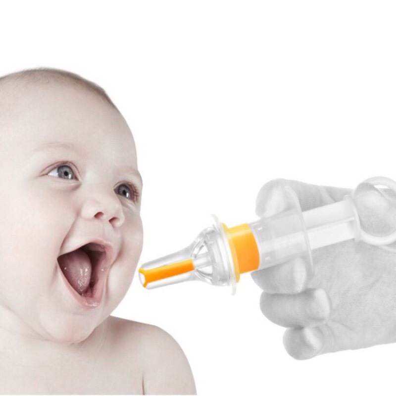 (Tặng hộp đựng) Dụng cụ ống bơm xilanh cho bé uống thuốc, bón sữa, nước hoa quả đầu có silicon mềm xi lanh
