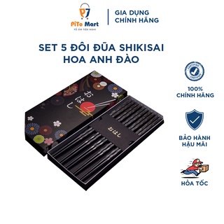 Set 5 đôi đũa kháng khuẩn hoa anh đào Shikisai Nhật Bản cao cấp sợi thuỷ tinh chống nấm mốc