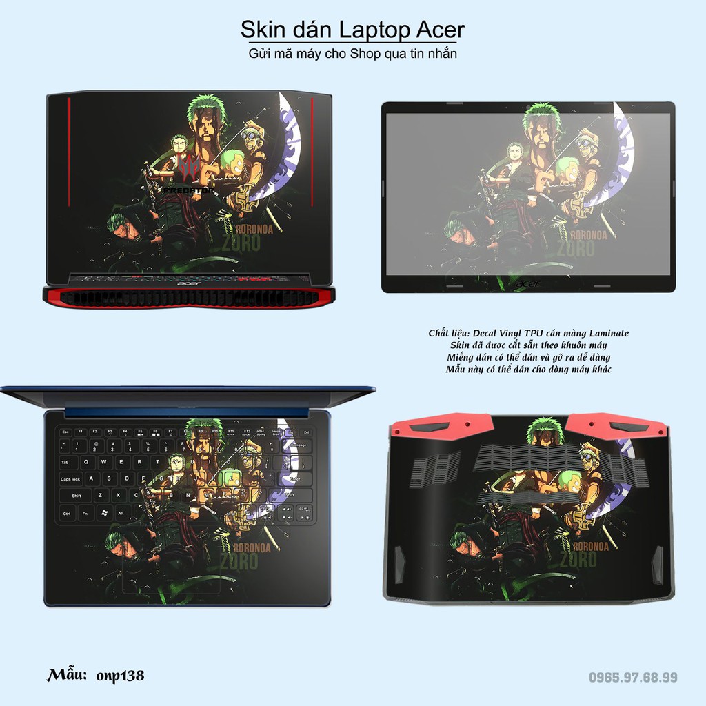 Skin dán Laptop Acer in hình One Piece nhiều mẫu 16 (inbox mã máy cho Shop)