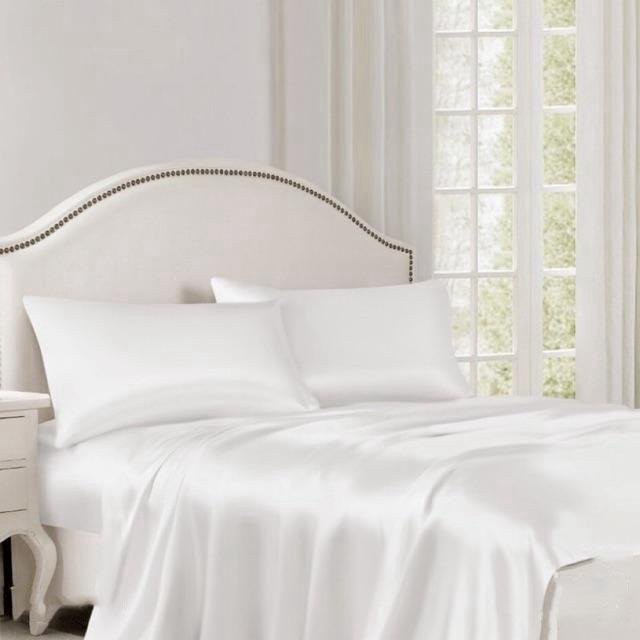 Drap Giường Ga Giường Lẻ Phi Lụa Mát Mịn - Trắng - Sỉ Ga Phi Lụa