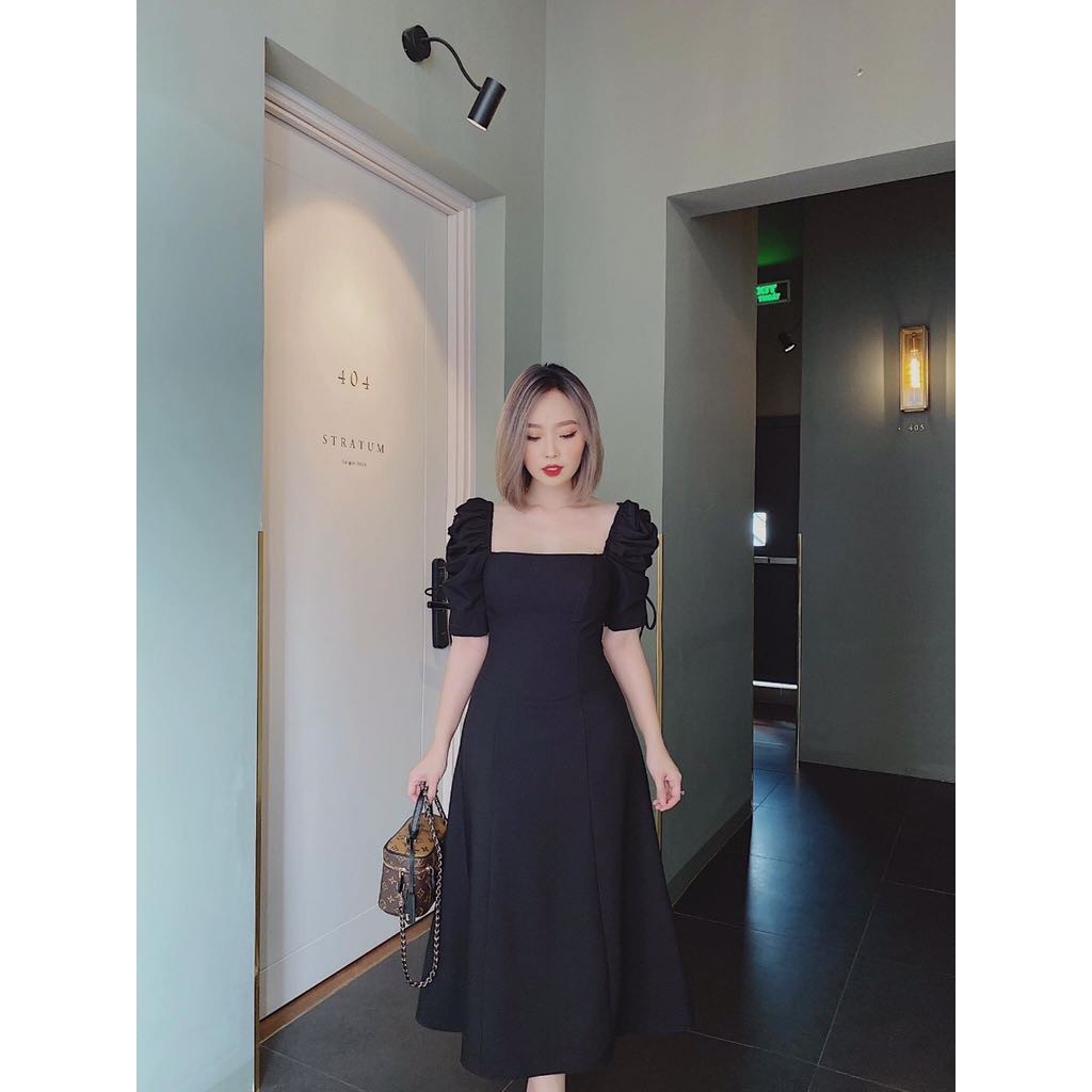 Đầm dự tiệc 💝FREESHIP💝 Đầm dự tiệc cổ vuông tay bồng rút dây sang chảnh - Berry Dress [Mẫu mới 2021]