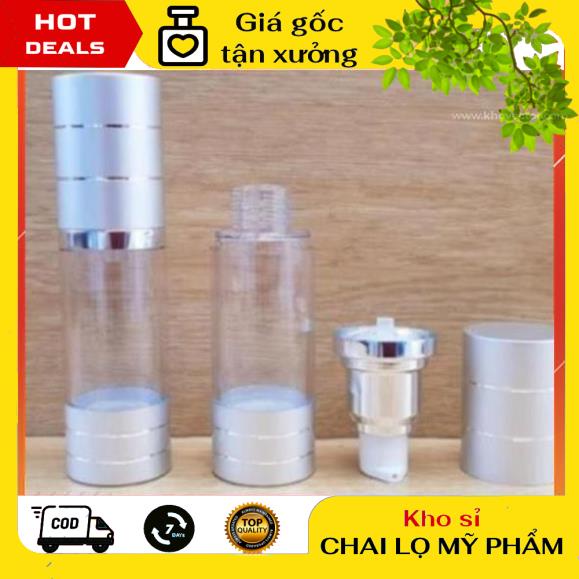 Chai Chiết Mĩ Phẩm ❤ GIÁ TẬN GỐC ❤ Chai hút chân không xịt giọt trong suốt Nắp Bạc 30ml chiết mỹ phẩm, phụ kiện du lịch