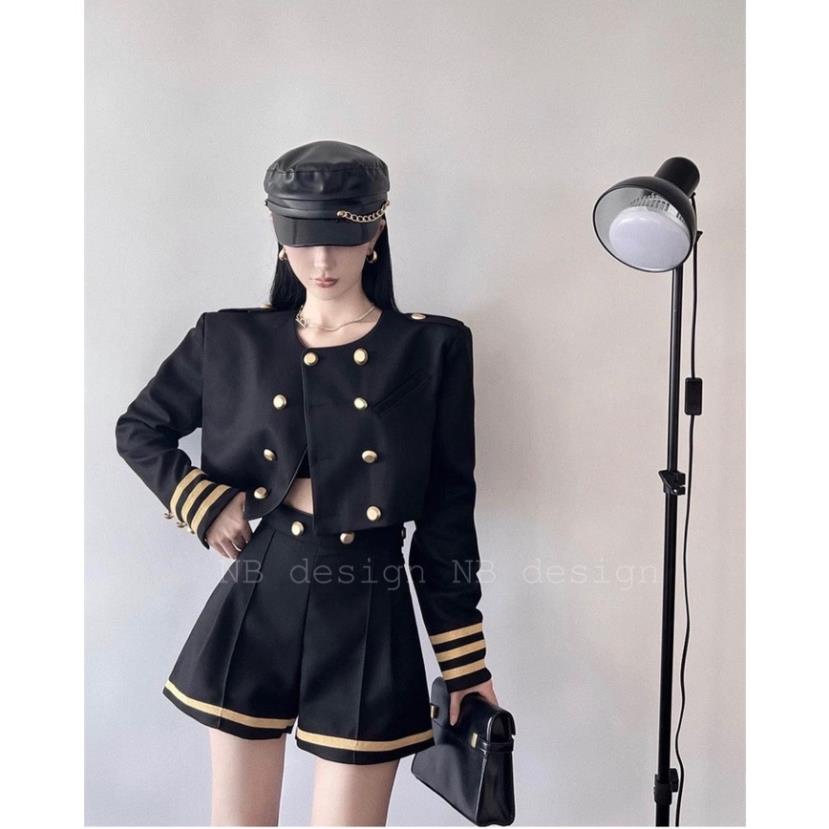 [ 𝐅𝐑𝐄𝐄 𝐒𝐇𝐈𝐏 ] SÉT ÁO 2 HÀNG CÚC VIỀN NHŨ VÀNG MIX QUẦN SOOC