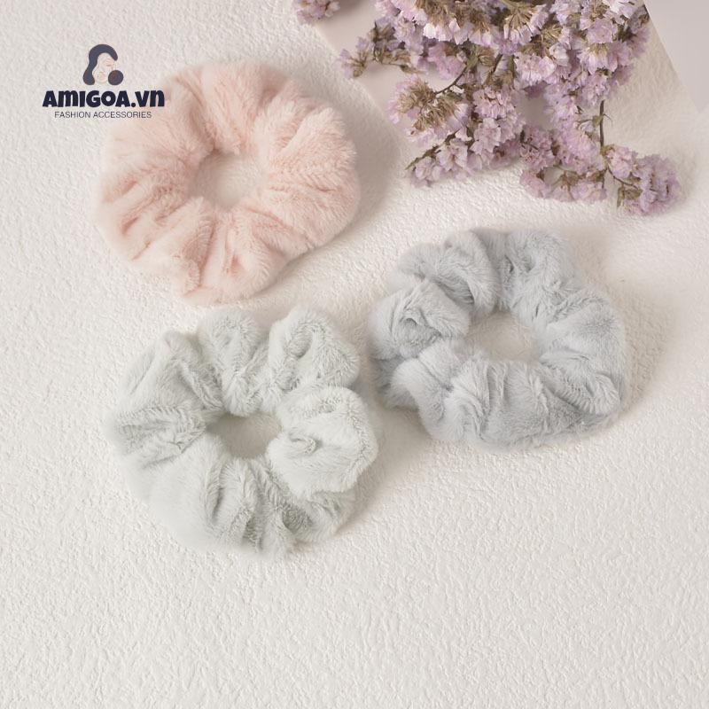 Dây Cột Tóc Lông Thỏ Mềm Mại Giữ Ấm Dễ Thương