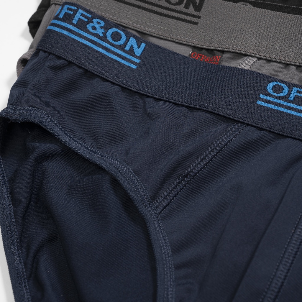 Combo quần lót nam tam giác OFF&ON thun lạnh, bản quần 3cm thoáng khí, co giãn 4 chiều, thấm hút mồ hôi nhanh