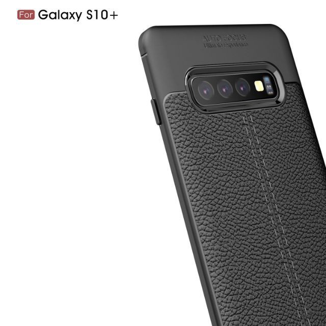 Ốp Lưng Silicon Vân Da Auto Focus Cho Samsung Galaxy S10 Plus