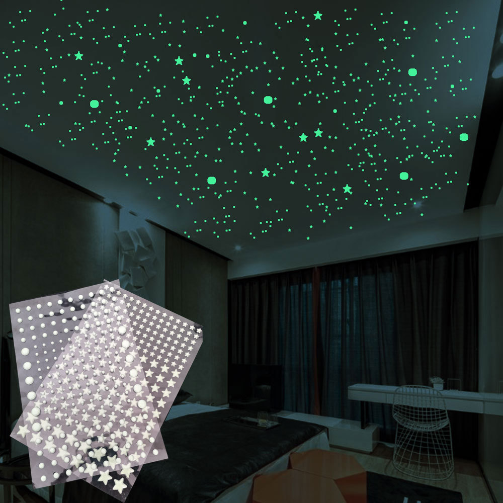 Bộ 202 miếng dán dạ quang 3D hình ngôi sao