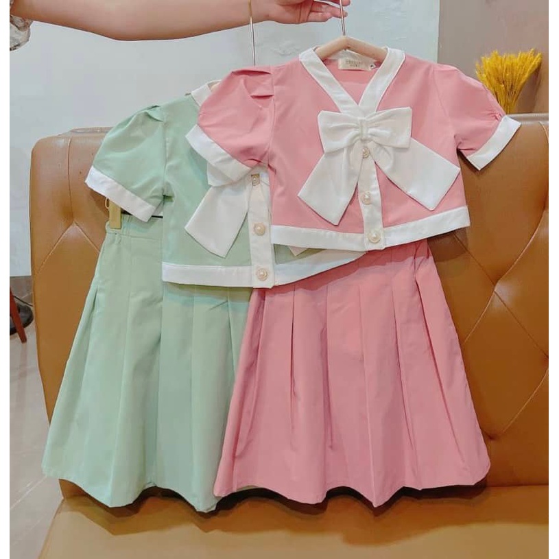 Sét váy nơ lạ mắt cho bé gái 20-33kg