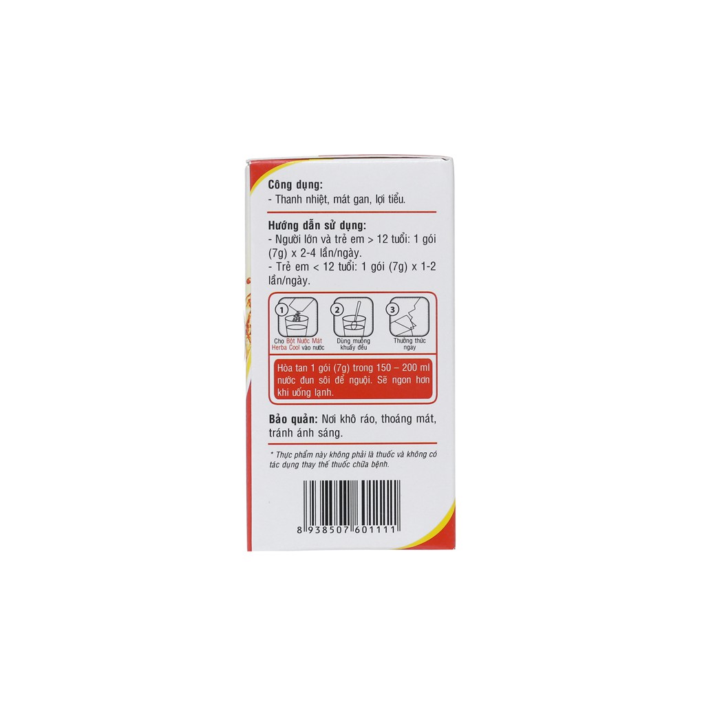 Bột nước mát Herba Cool hộp 10 gói - Thanh nhiệt, mát gan - cvspharmacy