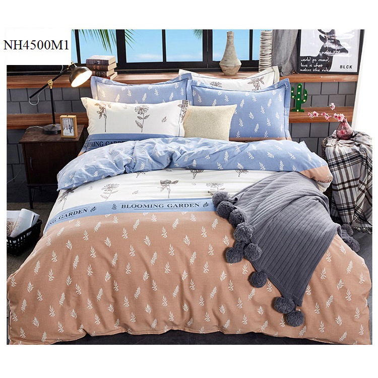[SALE XẢ KHO] NH4500-Bộ chăn ga gối 150-180*200cm chất cotton 4CT (vỏ chăn, 2 vỏ gối, ga giường) hàng nhập