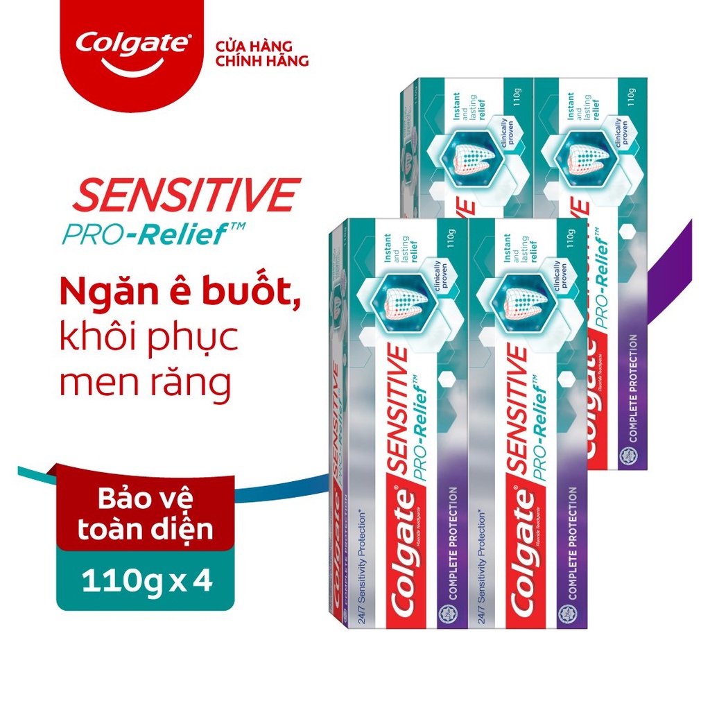 Bộ 4 Kem Đánh Răng Colgate Sensitive Pro Relief ngăn ê buốt và bảo vệ toàn diện 110g/hộp