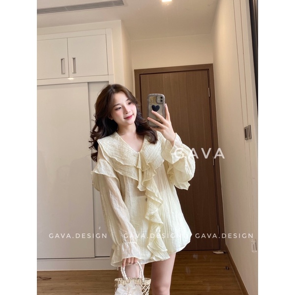 Áo bèo tay bo dài điệu chất đũi sần