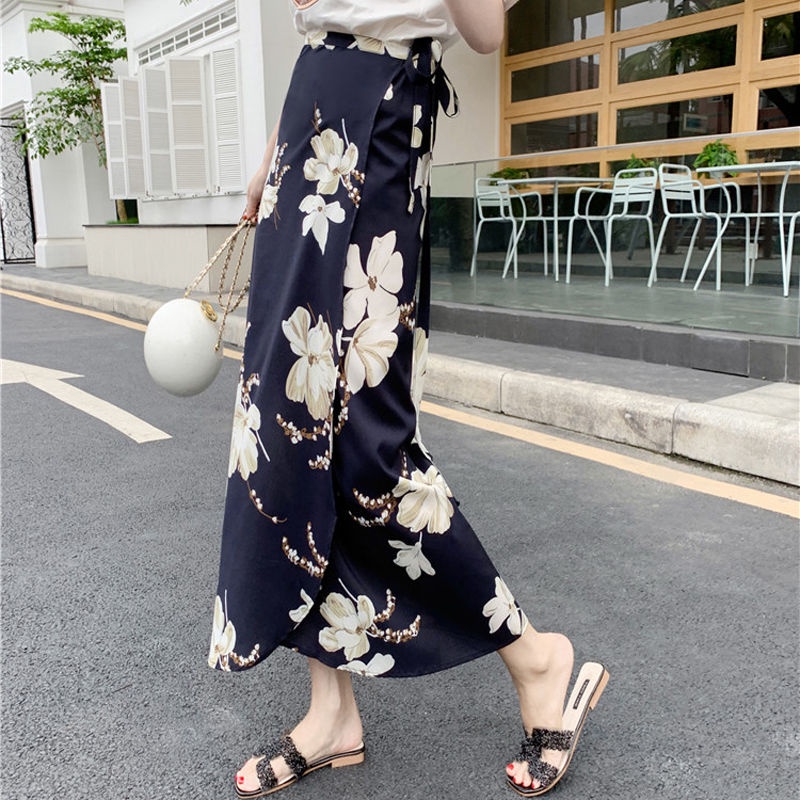 Váy chống nắng dạng quần quây chống nắng quần váy chống nắng váy chống nắng jean Chân Váy Voan Dài Một Mảnh Phối Ren Hoa Xẻ Tà Kiểu Mới 2021 [QYJFS08 10 Màu