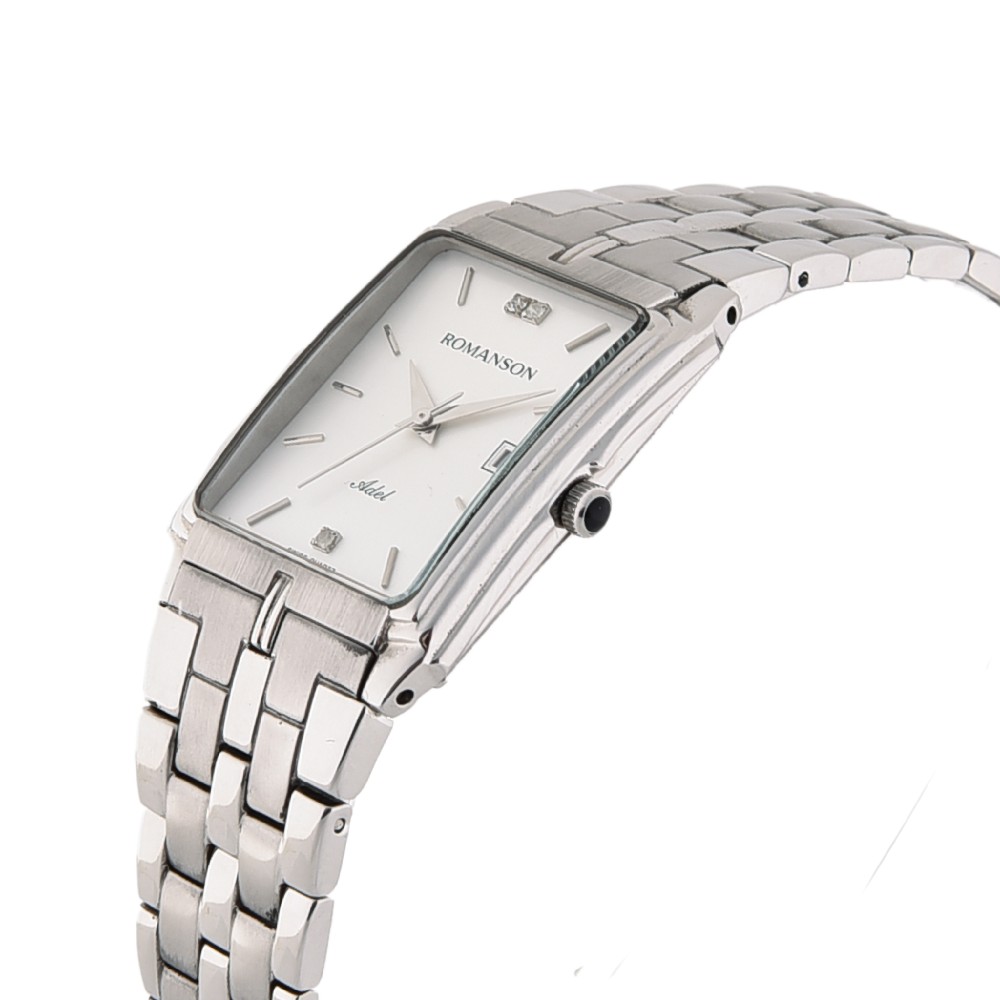 Đồng hồ Romanson Men Watch TM8154CMWWH nam máy Thụy Sĩ mặt kính đính đá chống nước dây thép cao cấp chính hãng