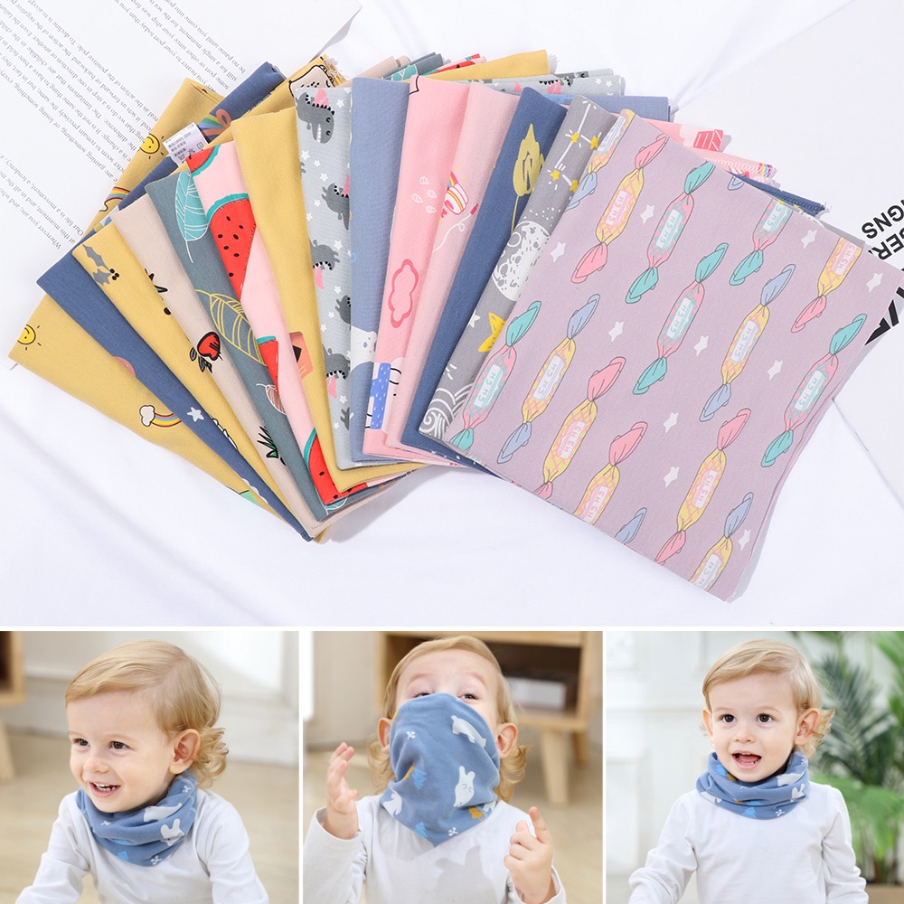 Khăn choàng cổ kiêm mặt nạ cotton chống gió in họa tiết hoạt hình dành cho trẻ em