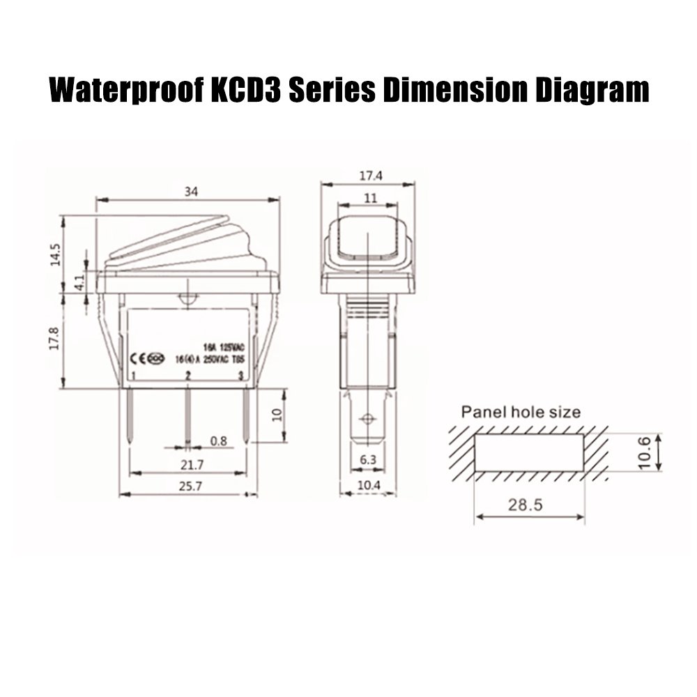 Công Tắc Điện Kcd3 2 Vị Trí 15a 250vac / 20a 125vac