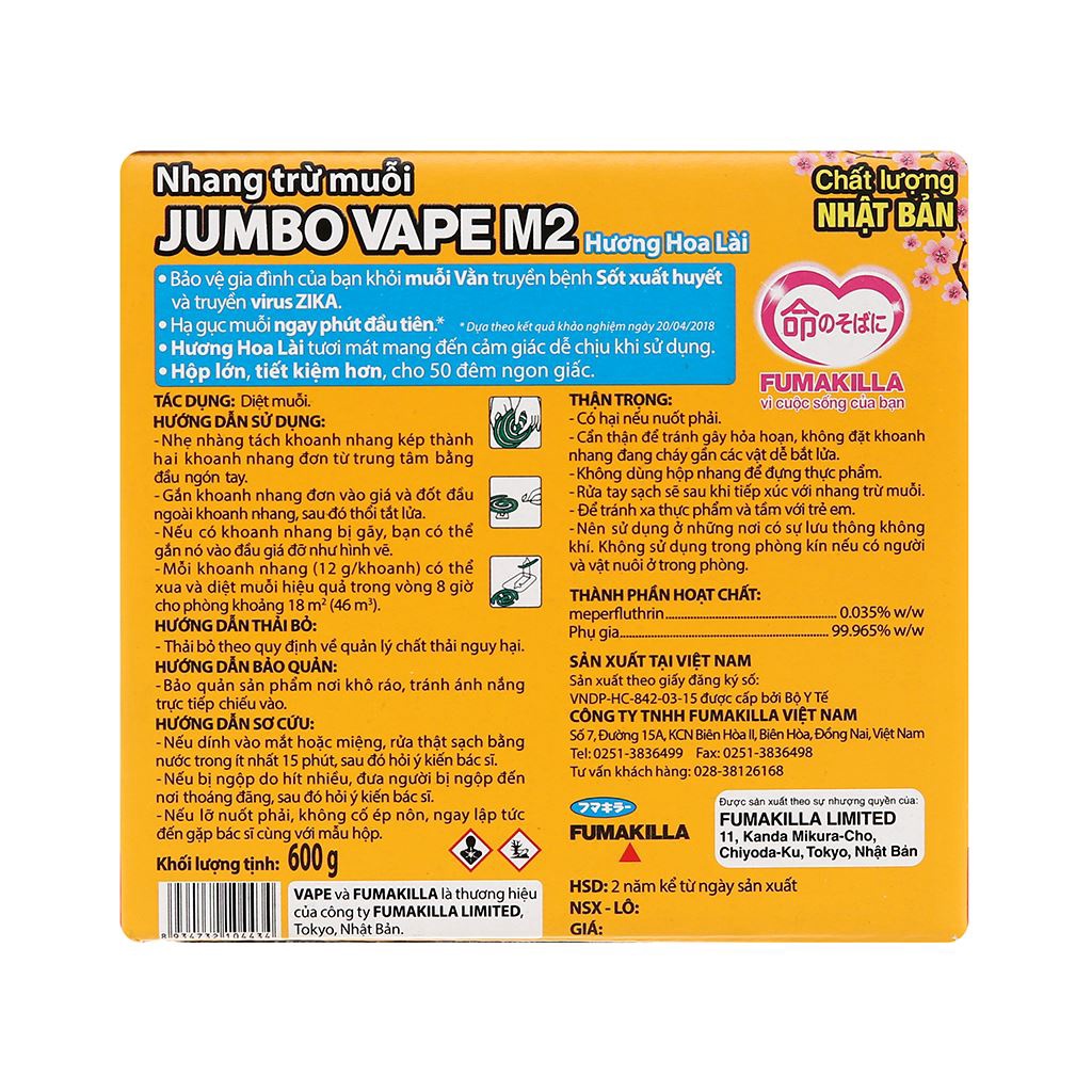 50 Khoanh Nhang Muỗi Jumbo M2 Hương Hoa Lài 600g