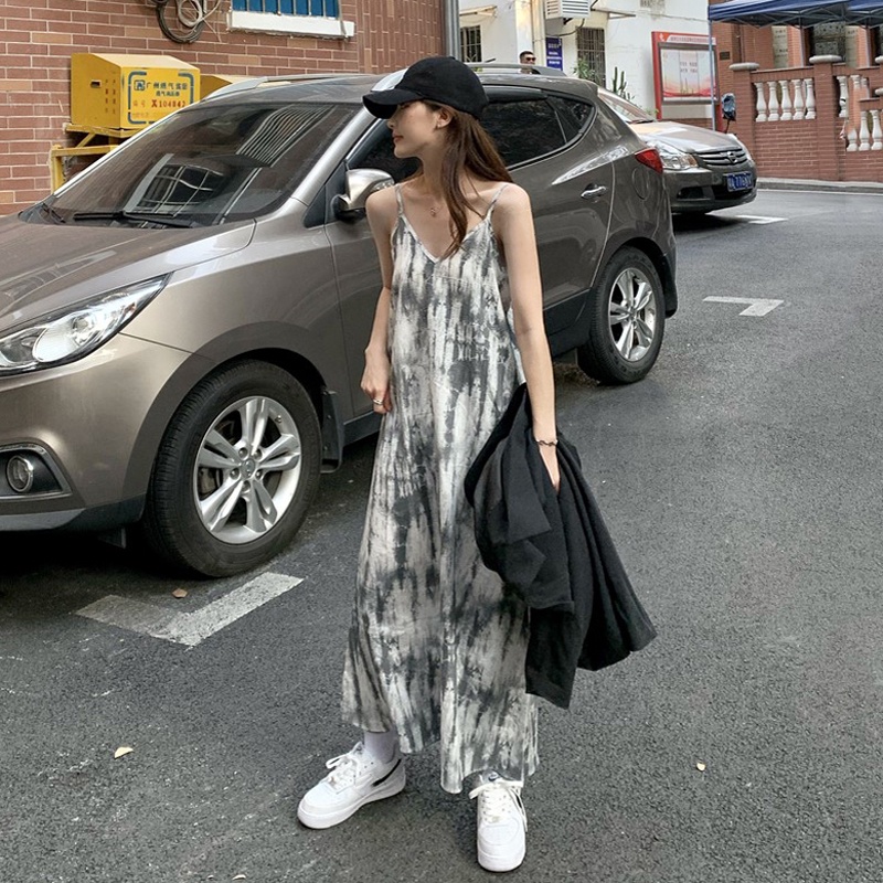 Đầm Maxi Sát Nách Dáng Rộng Màu Nhuộm Thời Trang Mùa Hè Cho Nữ