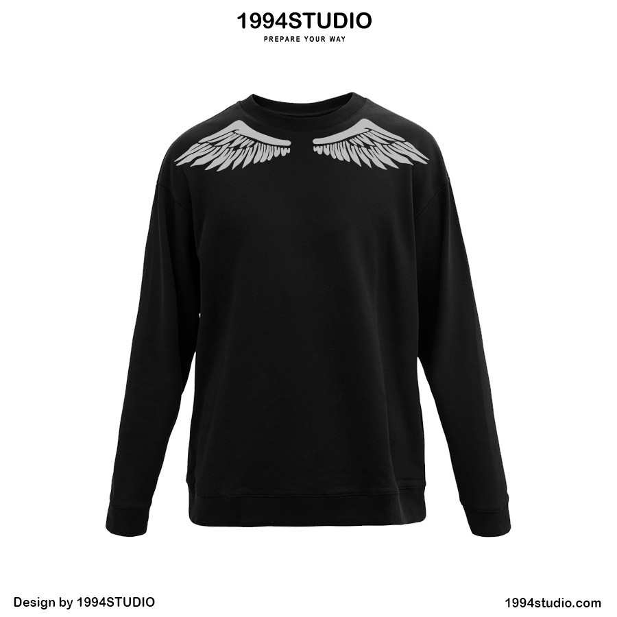 [Mã 1994UP20K Giảm 20% Đơn Từ 400K] Áo Sweater Wings Phản Quang Trắng Unisex  - 1994 Studio