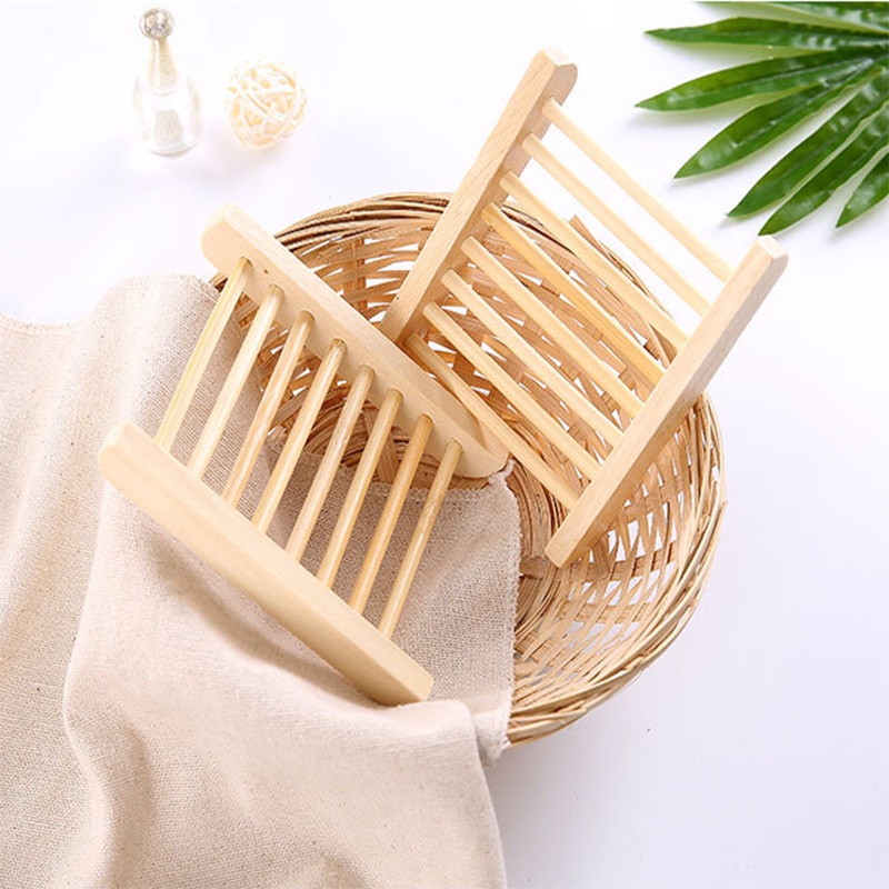BUMARL  Wooden Soap Box Bathroom Large Free Perforation Drain Rack Simple and Small Items Great Utility