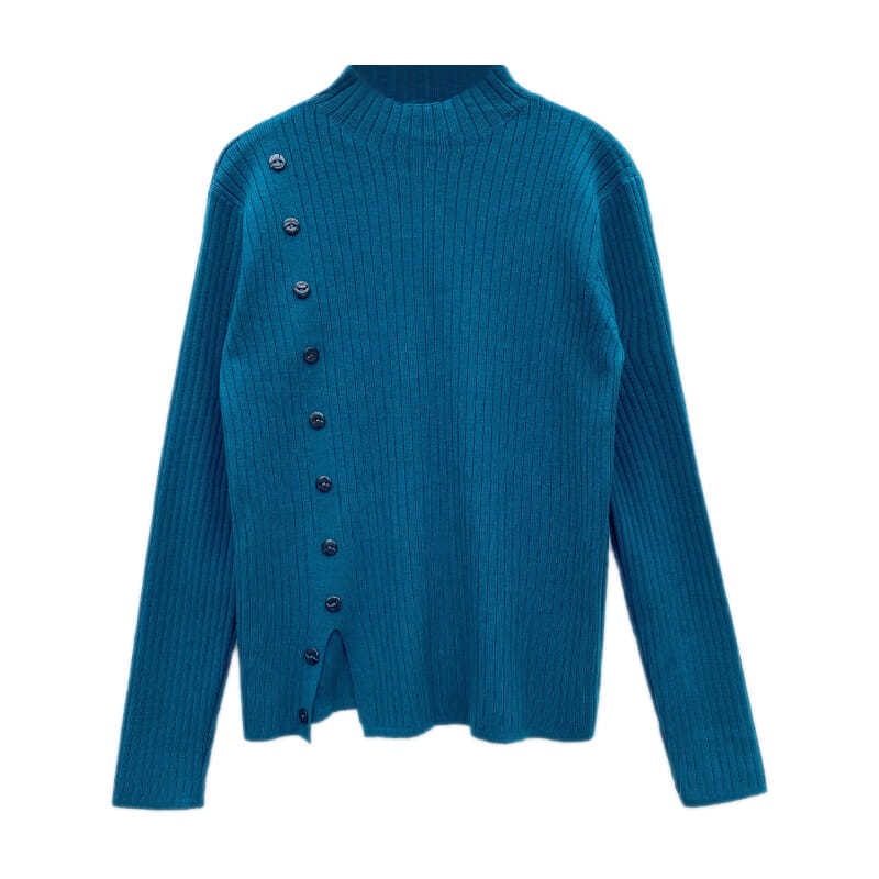 Áo len cổ cao tay dài phối nút thời trang xinh xắn cho nữ