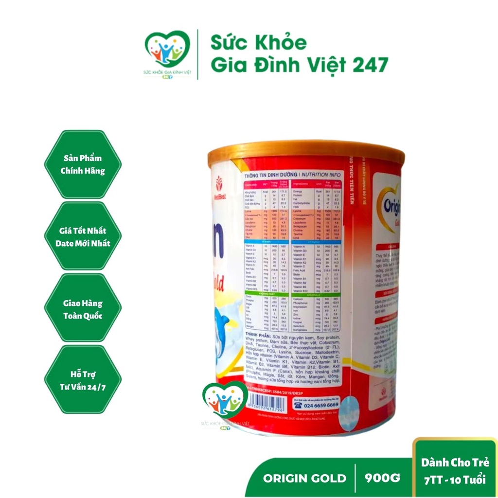 Sữa Origin Gold 900G Dinh Dưỡng Cho Trẻ Ốm Yếu, Suy Dinh Dưỡng, Sức Đề Kháng Kém suckhoegiadinhviet247