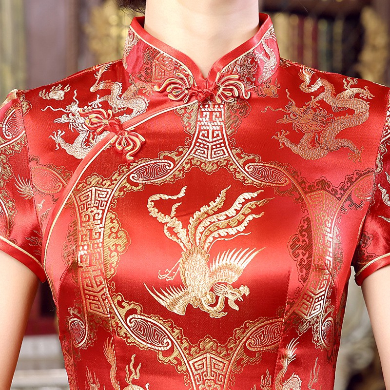 Long Cheongsam Slim Vintage Women Phoenix Dress Tang Suit Plus Size Dresses | BigBuy360 - bigbuy360.vn