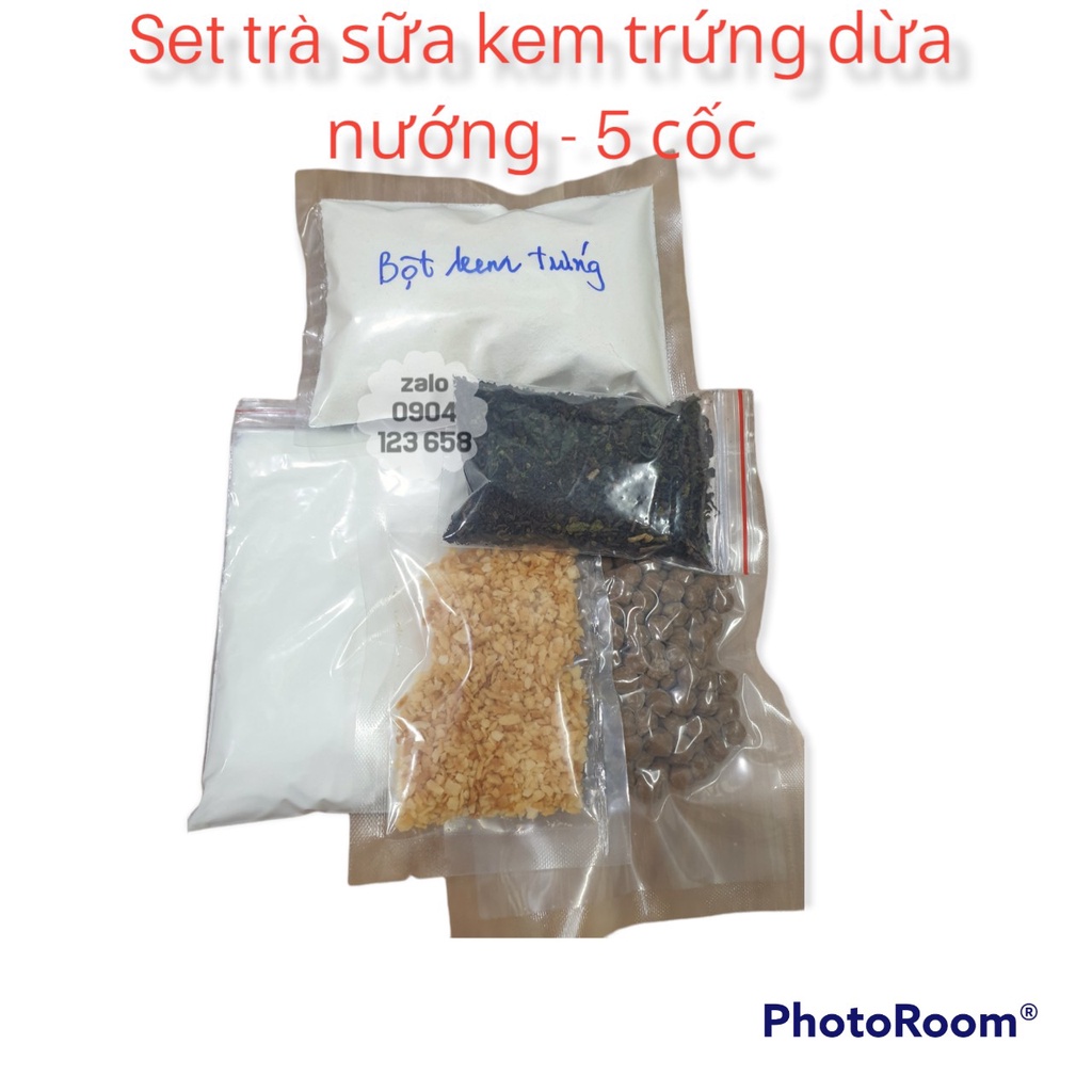 Set trà sữa kem trứng dừa nướng - làm được 5 cốc như hàng