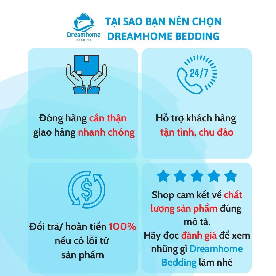 Vỏ gối 50x70cm cotton 100% DREAMHOME trần bông mỏng đẹp, đanh mát, có khóa kéo tiện lợi (1 đôi)