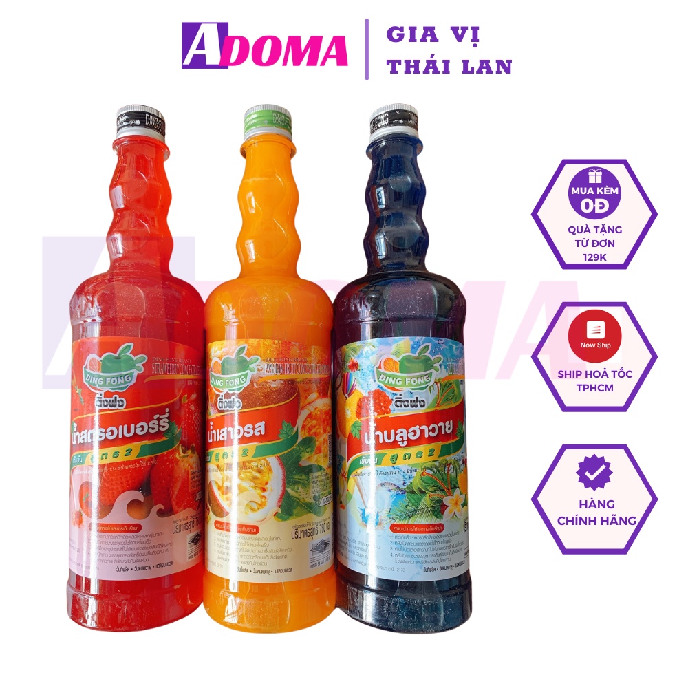 Siro Dingfong Thái lan 760ml đủ mùi (chanh dây - dâu - hawaii)