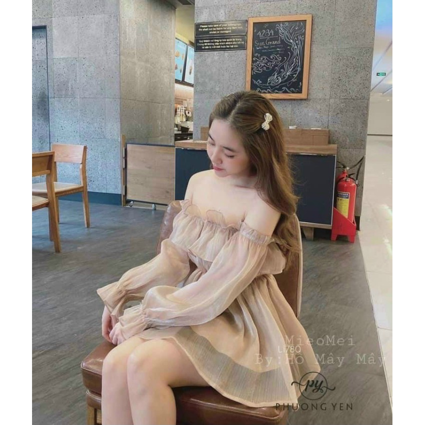 Đầm bẹt vai chất vải Tơ Gân Cam Kết Hàng Y Hình Chính Chủ ( Size dưới 53kg )