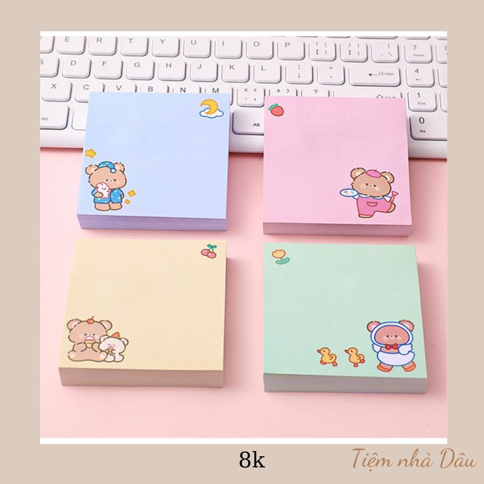 (80 tờ) Giấy nhớ note vuông hoạt hình 8*8cm