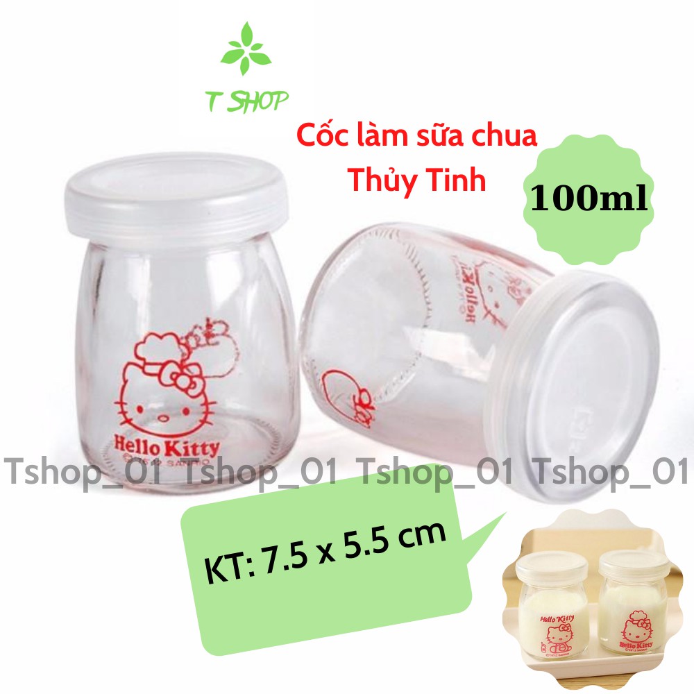 Cốc làm sữa chua thủy tinh 100ml - Hũ đựng yaourt ( giao hình ngẫu nhiên)
