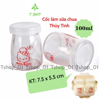 Cốc làm sữa chua thủy tinh 100ml - Hũ đựng yaourt ( giao hình ngẫu nhiên)