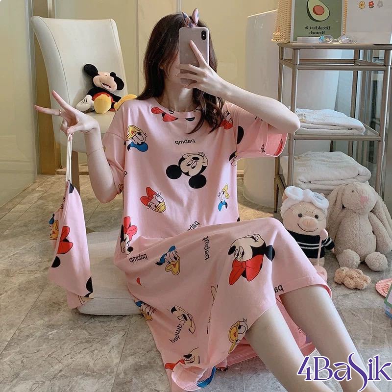 Váy ngủ nữ, đầm ngủ, đồ mặc nhà dáng dài suông nhiều màu siêu xinh - 4BASIC - VX04