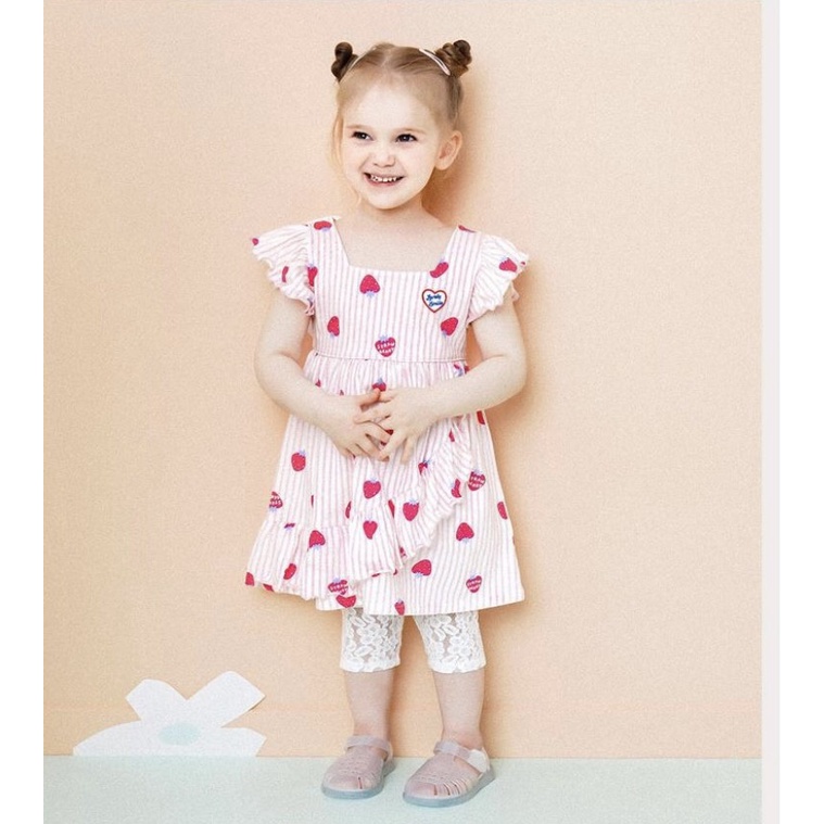 Váy cotton bé gái họa tiết dâu Hej. HA2926