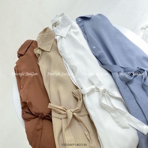 Áo sơ mi tay dài vạt bầu buộc nơ bên ulzzang thời trang Fmstyle Saigon 21SU06EP1402-21SU10HT2801