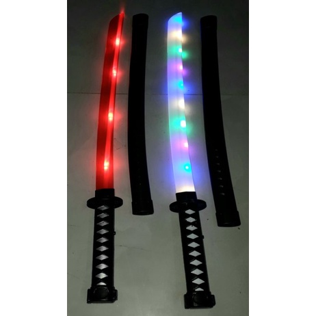 Một thanh_kiếm Katana bằng nhựa dài 65cm để trang trí có nhạc và đèn rất đẹp tặng kèm pin