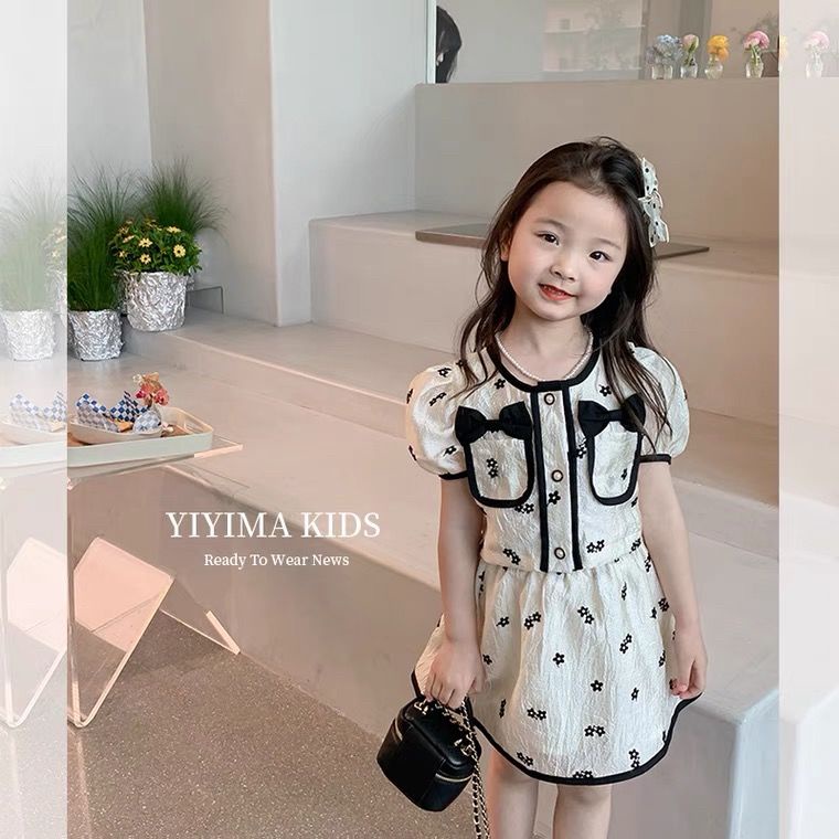Bộ Trang Phục Gồm Áo Tay Ngắn Và Chân Váy Phong Cách Hàn Quốc Thời Trang Mùa Hè Hàng Mới Dành Cho Bé Gái 2022