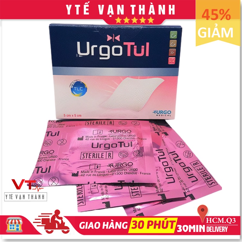 ✅ Gạc Lưới Chống Dính: Urgotul (Hộp 10x10cm - 10 Miếng) Dán Loét, Vết Mổ, Vết Thương lớn - VT0373