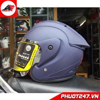 Nón bảo hiểm 3/4 kính M115 xanh đen nhám - Asia - Kính Gương