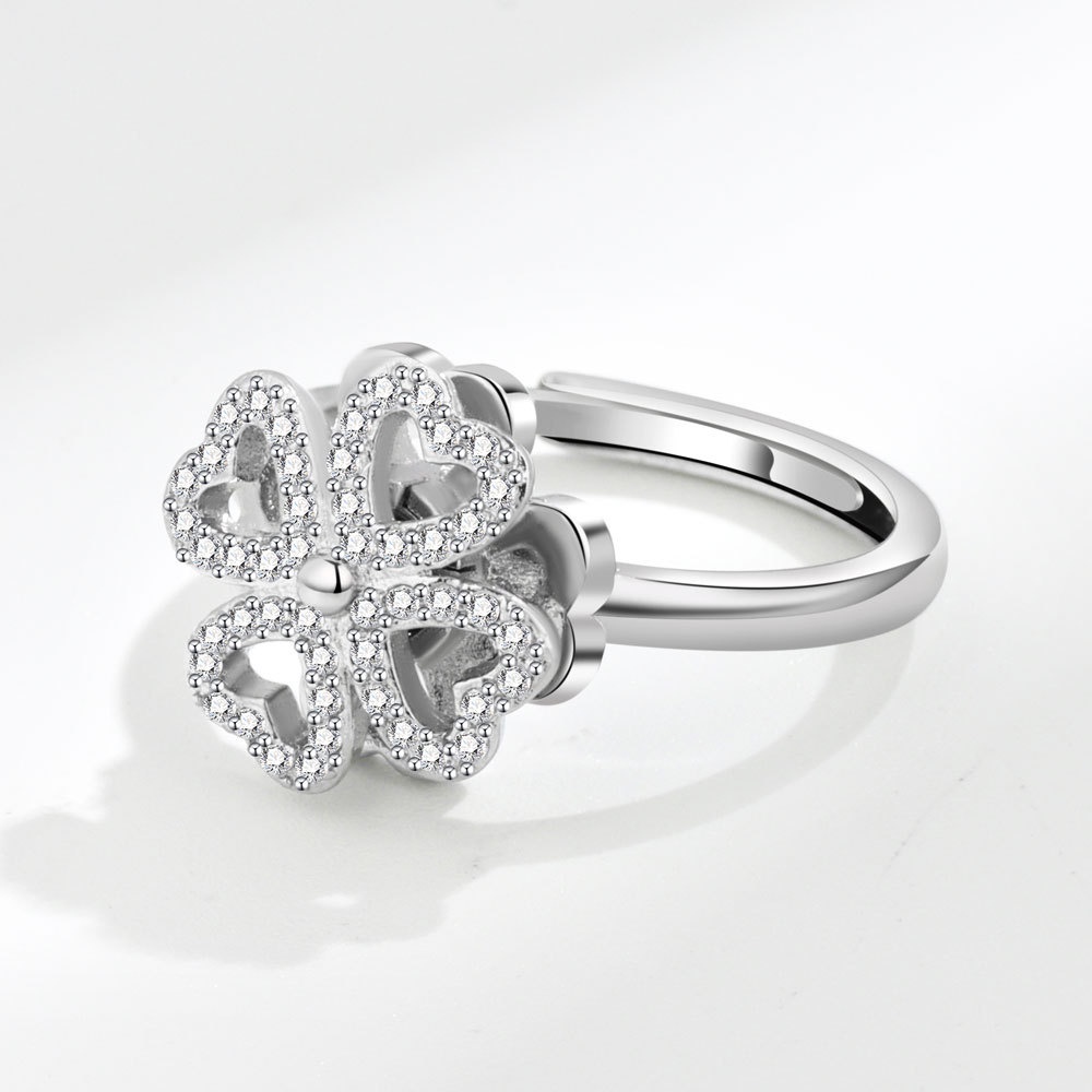 Nhẫn Hình Cỏ Bốn Lá Đính Đá Thời Trang Cho Nữ