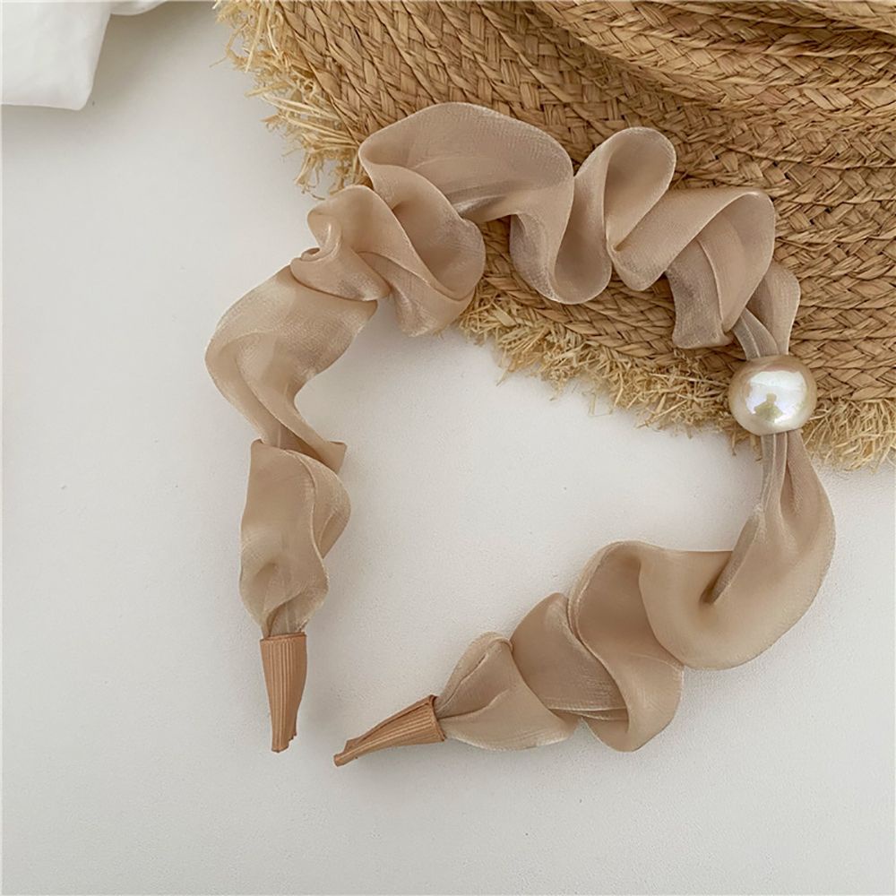 Dây buộc tóc vải đính ngọc trai nhiều màu sắc phong cách Hàn Quốc dễ thương