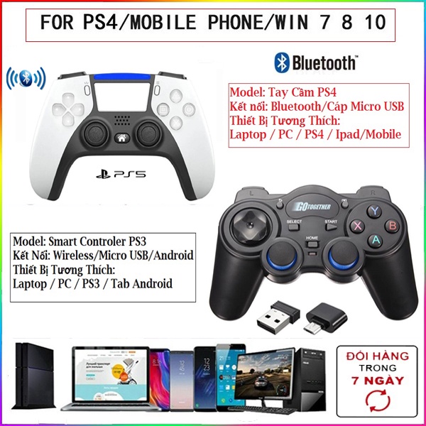 💛PS4 For PC/Ipad💛Tay Cầm PS4/F04 Không Dây Bluetooth Hỗ Trợ Trên PC / Laptop / Mobile Android / IOS 14
