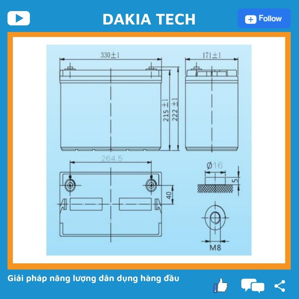 Ắc quy Vision 12V 100Ah Khô kín khí 6FM100E-X